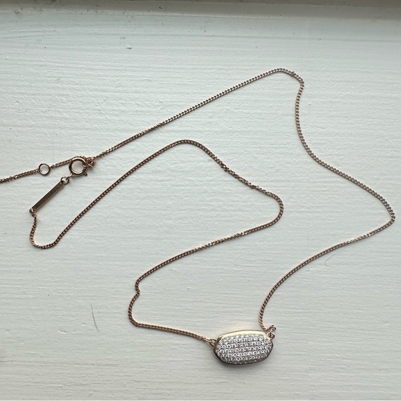 Kendra Scott Elisa Pendant Necklace in Pave Diamond and 14k Rose Gold.39 ct - Picture 8 of 16